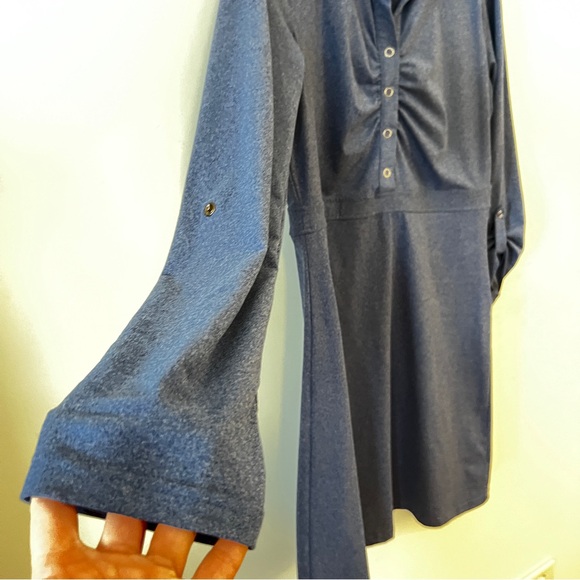 TEHAMA Blue Ruched Midi Dress with Sailor Collar - Picture 6 of 12